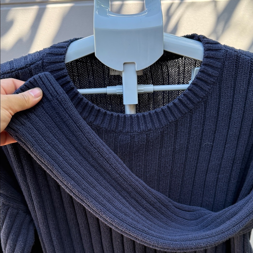 Classic Navy Blue Ribbed Sweater - Picture 7 of 10